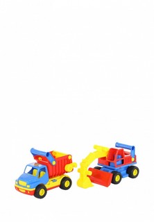 Набор игровой Wader "КонсТрак", автомобиль-самосвал + "КонсТрак", экскаватор колёсный (в коробке)