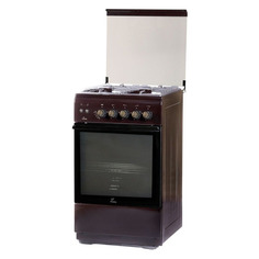 Газовая плита FLAMA FG 24228 B, газовая духовка, стеклянная крышка, коричневый