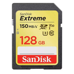Карта памяти SDXC UHS-I U3 Sandisk Extreme 128 ГБ, 150 МБ/с, Class 10, SDSDXV5-128G-GNCIN, 1 шт.