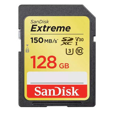 Карта памяти SDXC UHS-I U3 Sandisk Extreme 128 ГБ, 150 МБ/с, Class 10, SDSDXV5-128G-GNCIN, 1 шт.