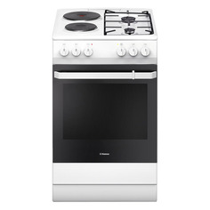 Газовая плита Hansa FCMW54009, электрическая духовка, без крышки, эмаль, белый и черный