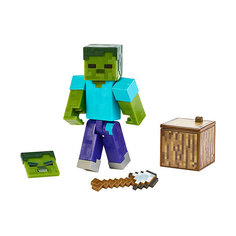 Маленькая фигурка Minecraft Zombie, с артикуляцией Mattel