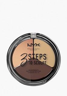 Палетка для лица Nyx Professional Makeup 3 Steps To Sculpt Face Sculpting Palette для скульптурирования, оттенок 03, Medium, 15 г