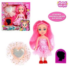 Кукла magic hair с мелком для волос, розовая Happy Valley