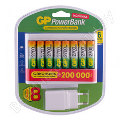 Набор из зарядных устройств gp u811 + 8 шт. акб 2700 мач аа + провод micro usb + сетевой адаптер 1а. 270aahc/u811-2cr8