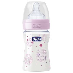 Well-Being Girl, полипропилен, с 0 мес Бутылочка Chicco 310205004 с силиконовой соской розовый, 150 мл