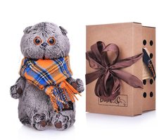 Мягкая игрушка Budi Basa Басик и шарф в клеточку 19 см