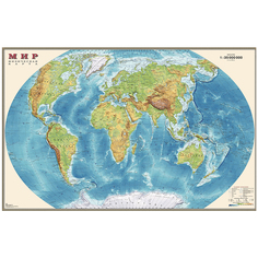 Настенная карта Ди Эм Би Мир. Физическая 1:35М