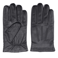 Перчатки и варежки Размер 9.5, кожаные черные перчатки Fabretti