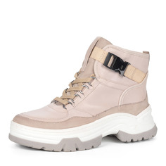 Ботинки Бежевые ботинки из кожи на утолщенной подошве Jana