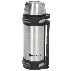 Термос из нержавеющей стали Daniks SL-180NGL серебристый с узким горлом, 1.8 л