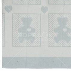 Одеяло детское Vladi Барни Жаккард белое/голубое, 100х140 см