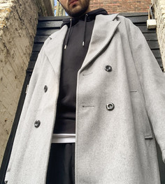 Серое oversized-пальто из искусственной шерсти COLLUSION-Серый