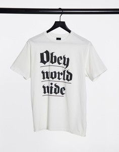 Свободная футболка с готическим логотипом спереди Obey-Белый