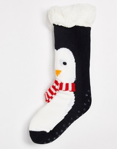 Носки-слиперы с новогодним принтом пингвина ASOS DESIGN-Мульти