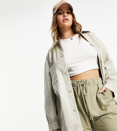 Куртка-рубашка в стиле oversize из искусственной кожи Public Desire x Carms Curve-Neutral