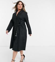 Черное узкое пальто с кисточкой Elvi Plus-Черный