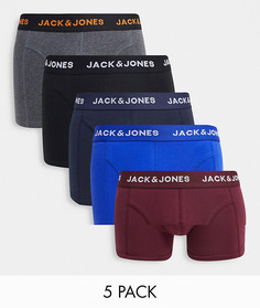 Набор из 5 разноцветных боксеров-брифов Jack & Jones-Черный