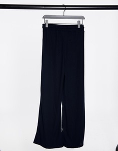 Темно-синие широкие брюки для дома из трикотажа в рубчик Chelsea Peers-Темно-синий
