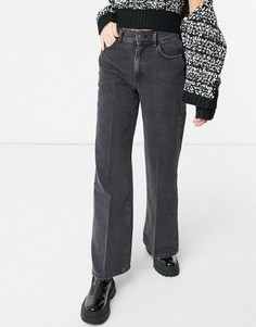 Черные выбеленные джинсы с широкими штанинами Bershka-Черный