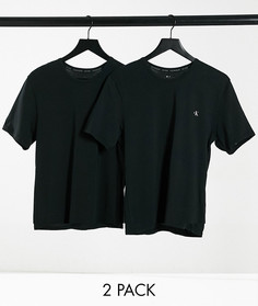 Комплект из 2 черных футболок с круглой горловиной и логотипом на груди CK One-Черный Calvin Klein