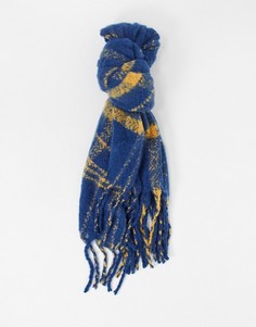 Клетчатый шарф с начесом Free People Prep-Синий
