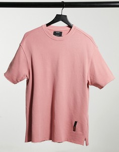 Розовая футболка с необработанными краями Bershka-Розовый