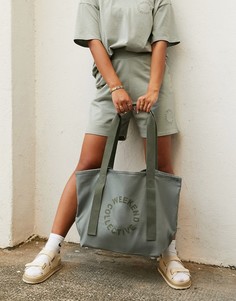 Парусиновая сумка-тоут шалфейно-зеленого цвета ASOS Weekend Collective-Зеленый