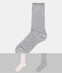 Набор из двух пар носков из мягкой синели серого и розового цвета Loungeable-Многоцветный