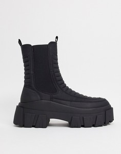Черные ботинки-челси из искусственной кожи на массивной подошве с дутым дизайном ASOS DESIGN-Черный