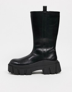 Черные ботинки-челси из искусственной кожи на массивной подошве ASOS DESIGN-Черный