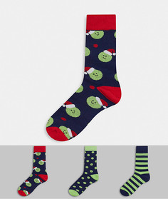 Набор из 3 пар носков с принтом в подарочной упаковке Loungeable-Многоцветный