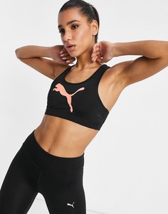 Черный спортивный бюстгальтер с логотипом Puma Training