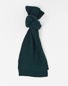 Вязаный шарф оливкового цвета с вафельной текстурой ASOS DESIGN-Зеленый