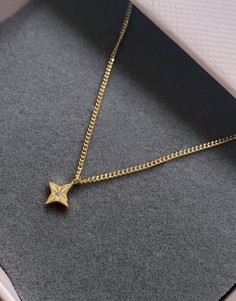 Позолоченное ожерелье из стерлингового серебра с подвеской в виде гравированной звезды Astrid & Miyu-Золотой