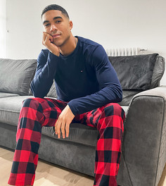 Комплект из темно-синего лонгслива и клетчатых брюк для дома Tommy Hilfiger-Темно-синий