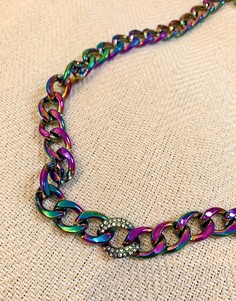 Массивное переливающееся ожерелье с отделкой стразами DesignB-Многоцветный