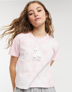 Розовая футболка бойфренда с принтом милого ягненка Skinnydip-Розовый