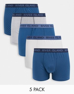 Набор из 5 боксеров-брифов в синих тонах River Island-Синий