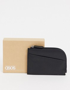 Кожаный бумажник для монет на молнии ASOS DESIGN-Черный