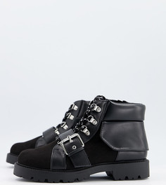 Черные походные ботинки на шнуровке ASOS DESIGN Wide Fit Angelo-Черный
