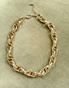 Золотистое ожерелье-цепочка с крупными звеньями Monki Mia-Золотой