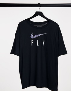 Черная футболка с логотипом-галочкой и надписью "Fly" Nike Basketball-Черный