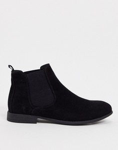 Черные замшевые ботинки челси New Look-Черный
