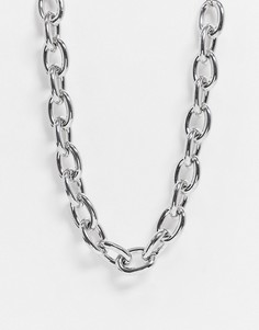 Серебристое ожерелье-чокер с овальными звеньями Topman-Серебряный