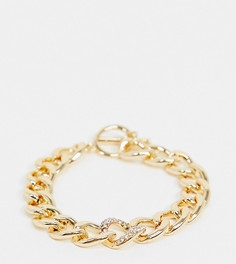 Золотистый браслет-цепочка с крупными звеньями DesignB London Curve-Золотой