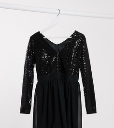 Короткое приталенное платье с отделкой пайетками Club L London Plus-Черный цвет
