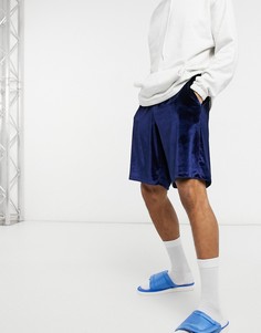 Темно-синие велюровые шорты в стиле oversized ASOS DESIGN (от комплекта)-Темно-синий