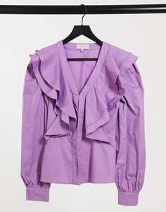 Сиреневая рубашка с оборками Never Fully Dressed-Фиолетовый