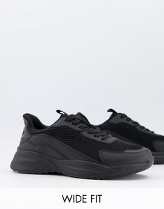 Черные кроссовки для широкой стопы со вставками ASOS DESIGN-Черный
